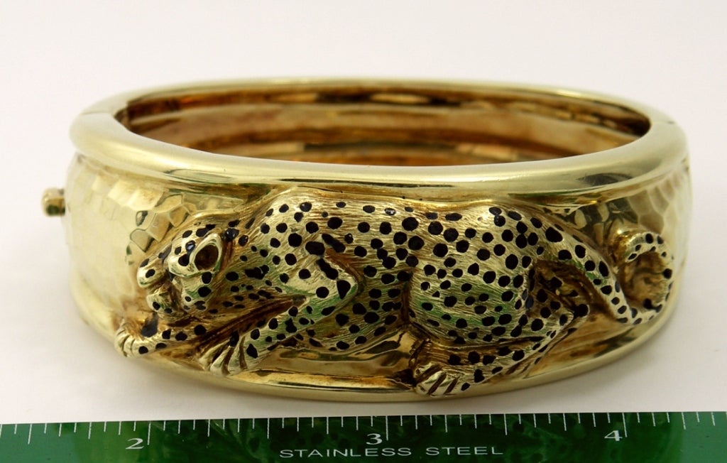 Gold Cheetah Bracelet with Enamel 1