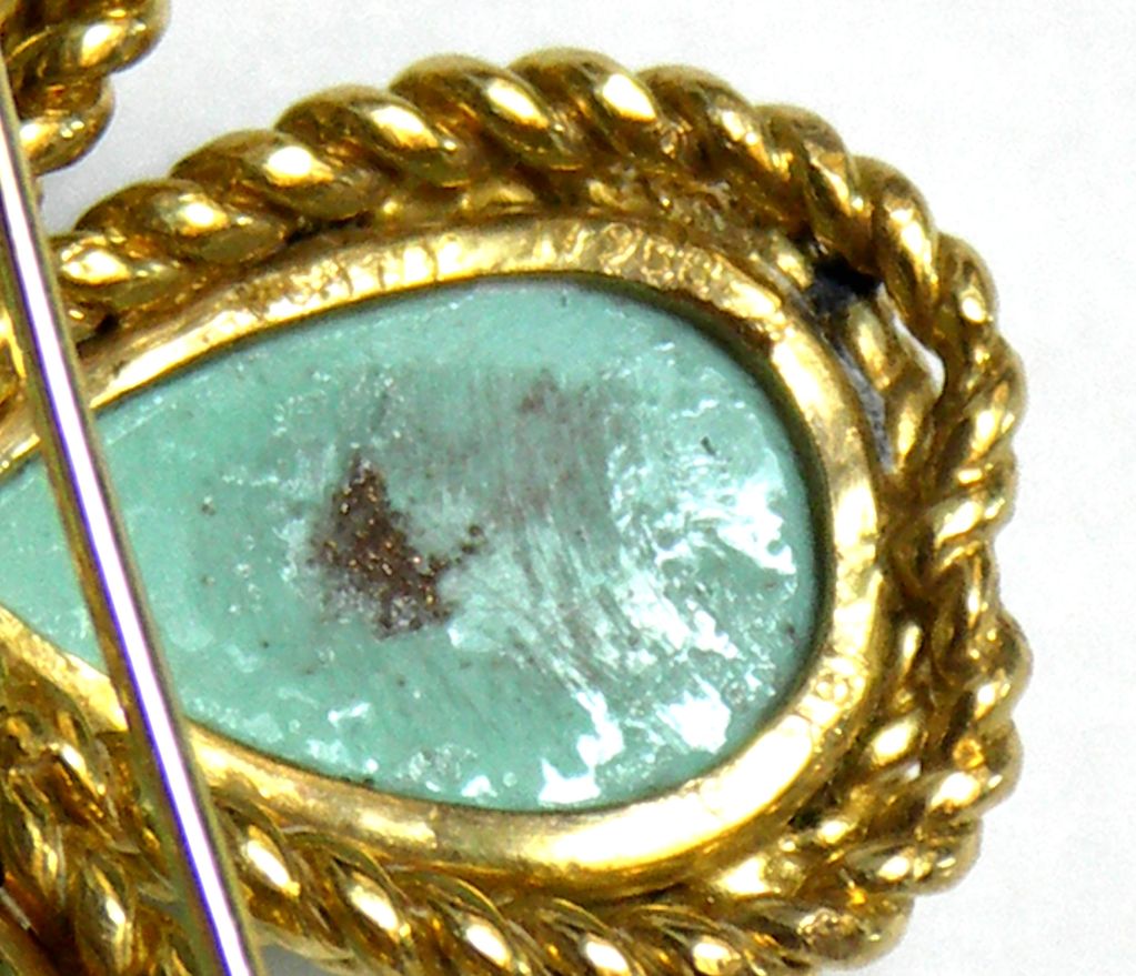 VCA Gold and Turquoise Clover Brooch