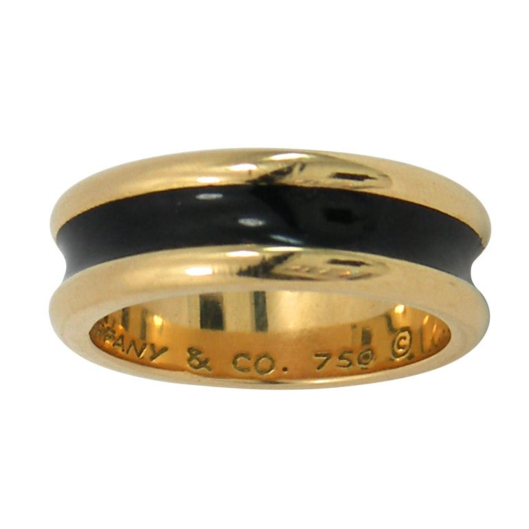 Tiffany & Co. Black Enamel Gold Band