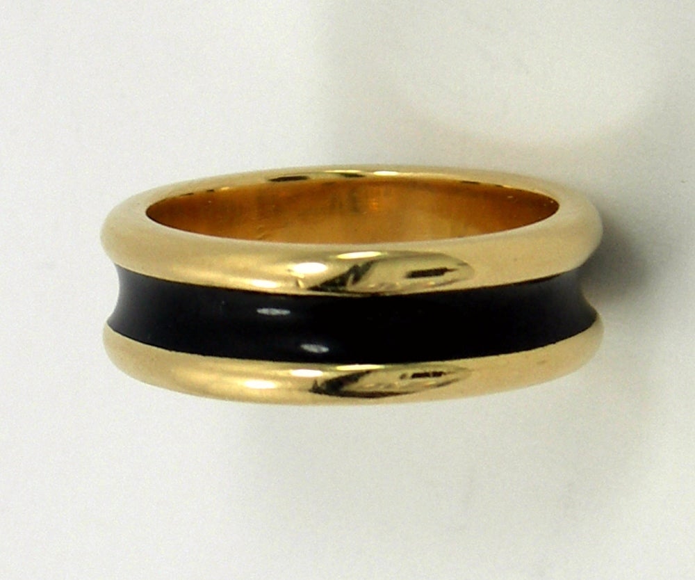 Contemporary Tiffany & Co. Black Enamel Gold Band