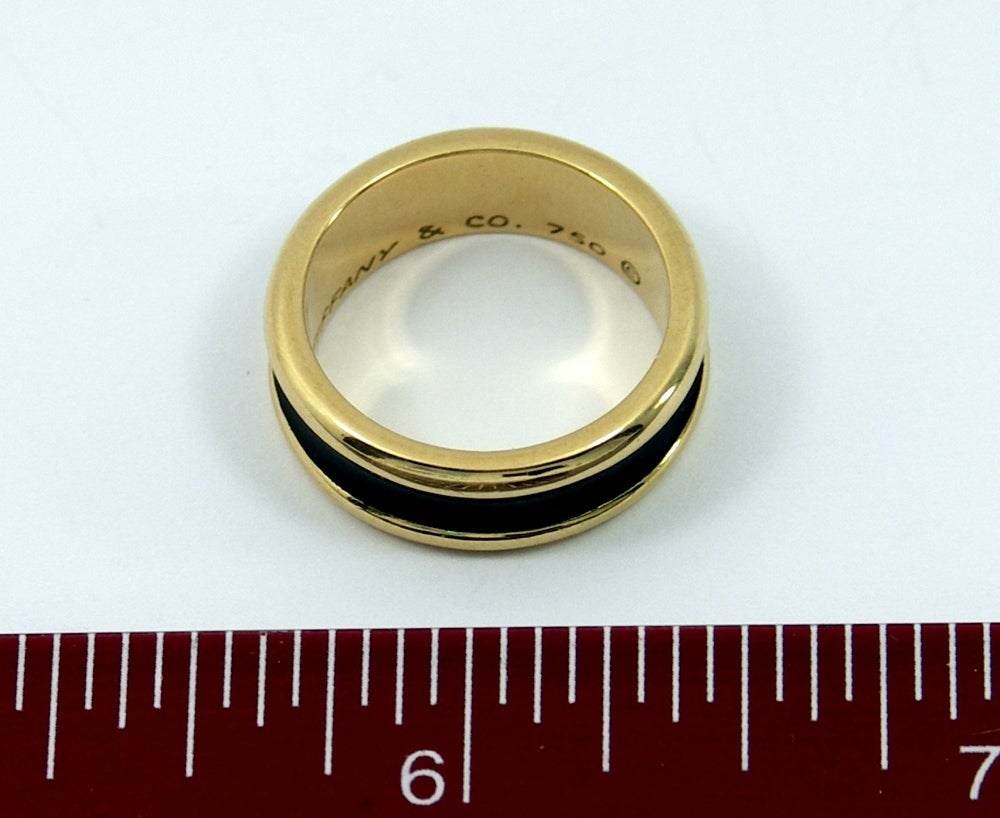 Tiffany & Co. Black Enamel Gold Band  In Excellent Condition In Palm Beach, FL