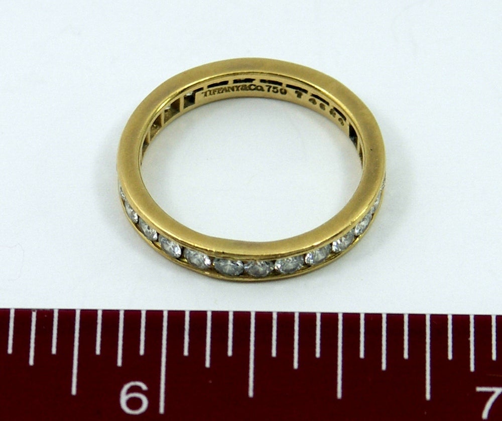A Pair of Tiffany Diamond Gold Eternity Bands In Excellent Condition In Palm Beach, FL