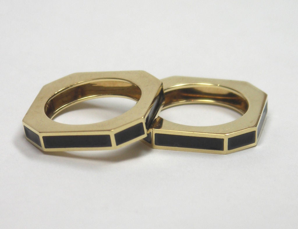 Pair of DAVID WEBB Gold and Enamel Bands