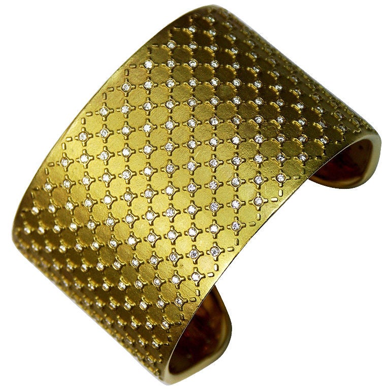 Extremely Stylish Escada Gold and Diamond Cuff