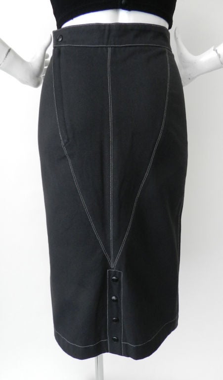 Azzedine Alaia Vintage Black Pencil Skirt at 1stdibs