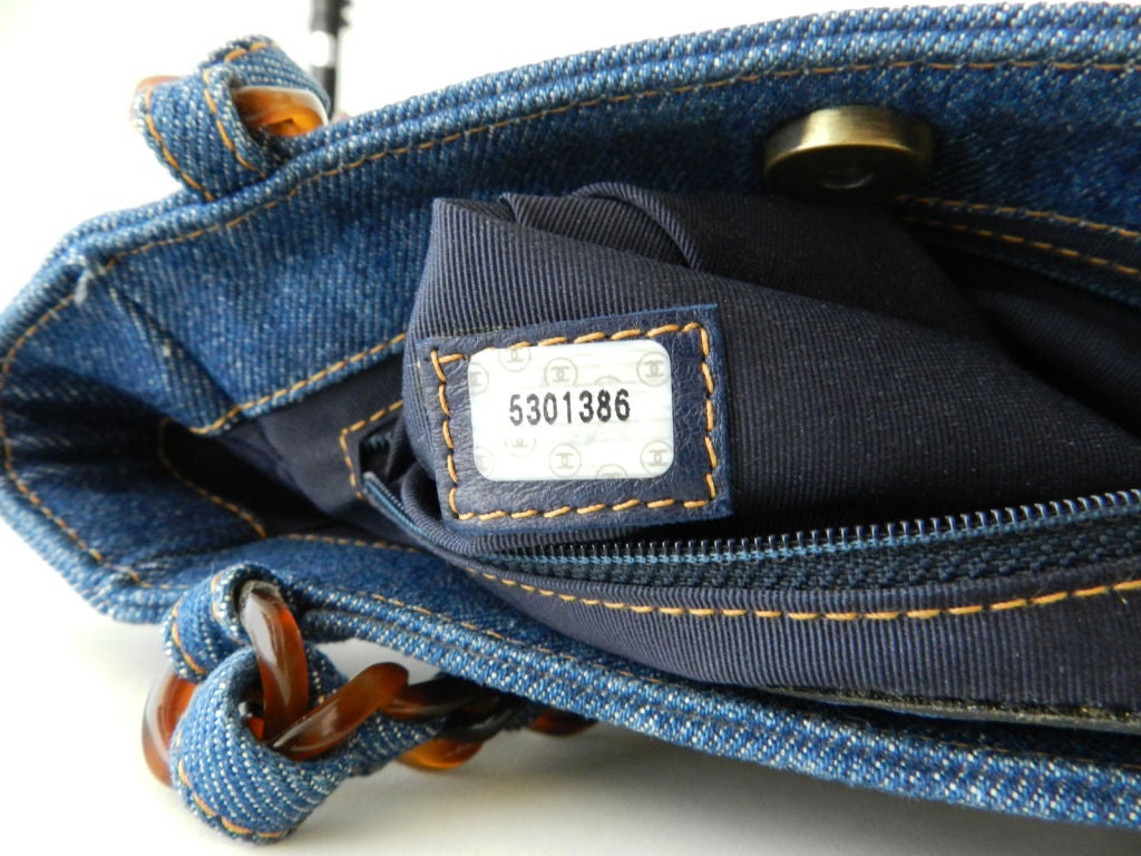 Women's Chanel Denim Purse with Tortoise Handles