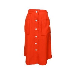 Courreges Vintage Orange Linen Snap Skirt