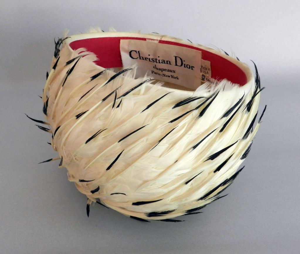 Christian Dior 1960's White Feather Hat 1