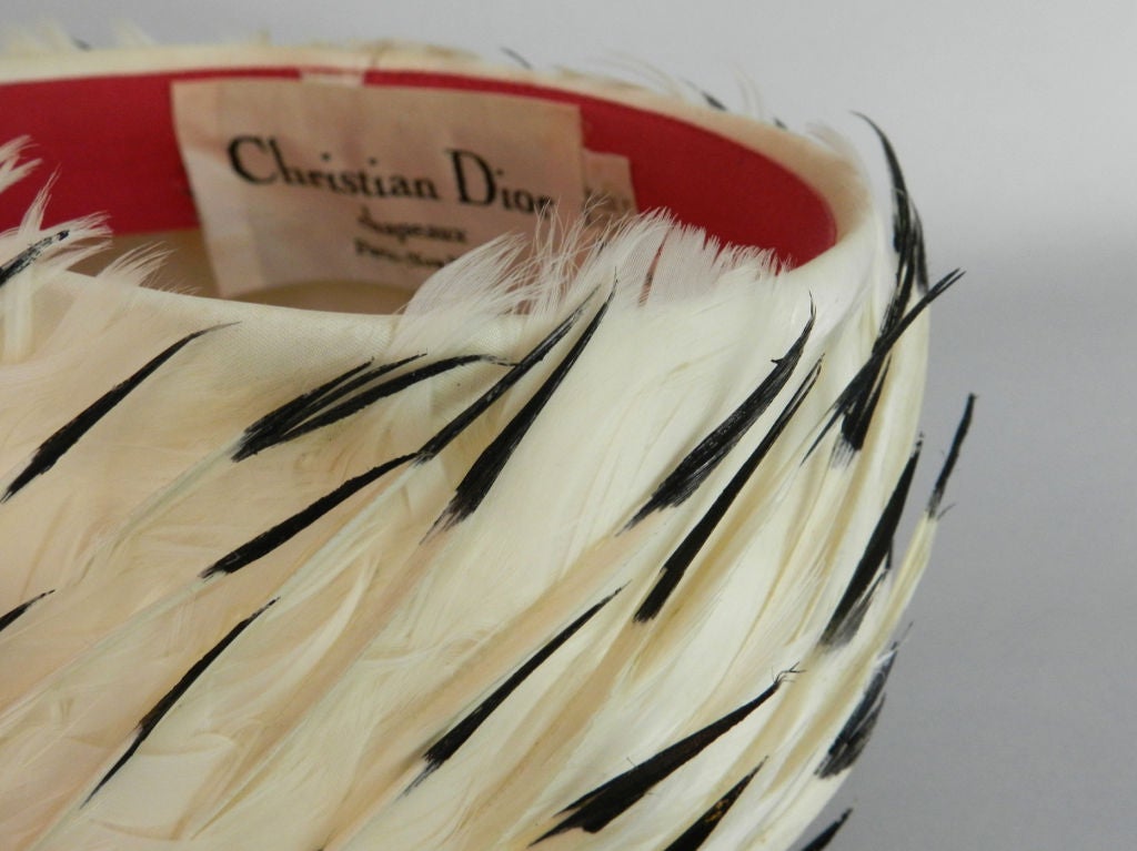 Christian Dior 1960's White Feather Hat 2