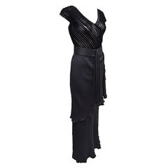 Valentino Silk and Velvet Gown with Belt