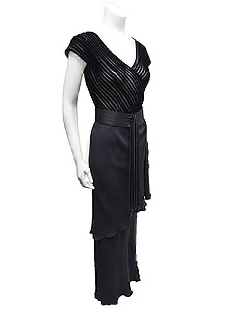 Valentino Silk and Velvet Gown with Belt