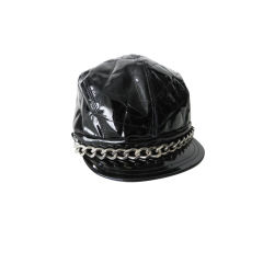 Burberrys Black Patent Cap with Chain