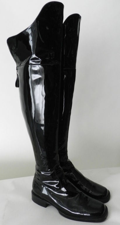 Chanel Tall Black Patent Boots 2