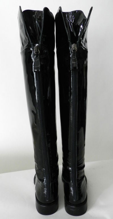 Chanel Tall Black Patent Boots 3