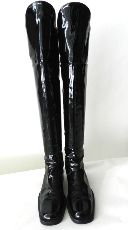 Chanel Tall Black Patent Boots 4