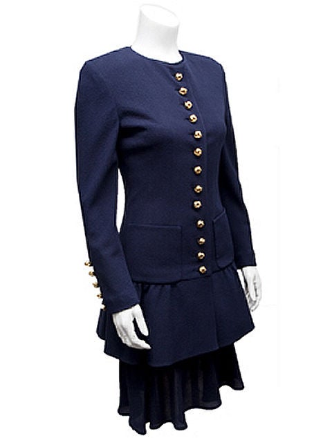 Valentino Navy Military Style 3 pc Suit