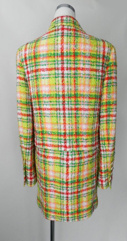 Women's Chanel 97P Lime Red Green Skirt Suit