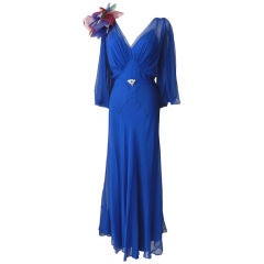 1930's Halle Bros. Art Deco Blue Dress