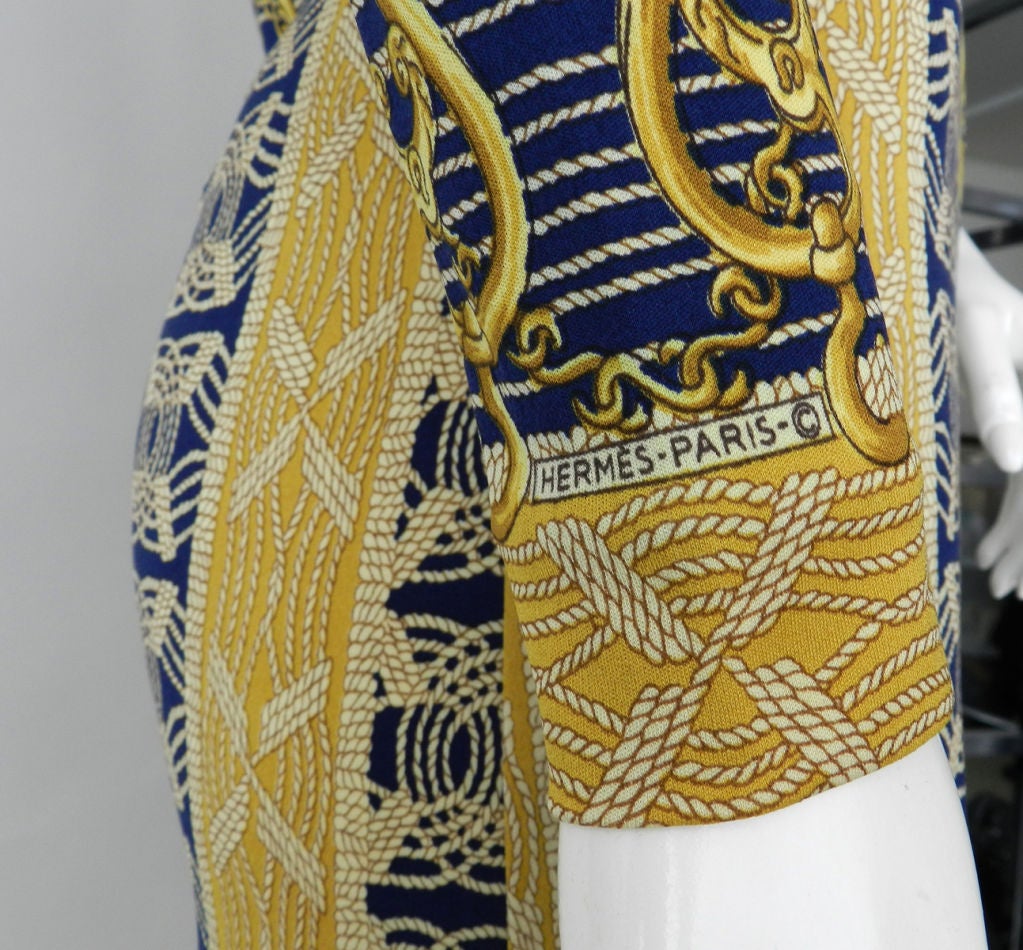Hermes 1970's Silk Jersey Patterned Dress 2