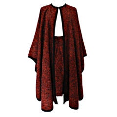 Yves Saint Laurent Red Wool Cape & Skirt