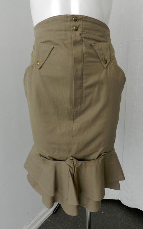 Thierry Mugler khaki Flounce Skirt