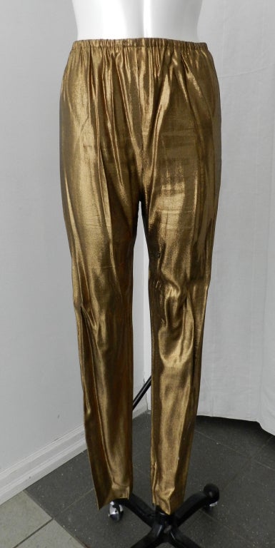 Thierry Mugler 1978 Gold Lame Dress & Pants 1