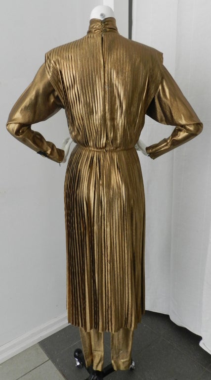 Thierry Mugler 1978 Gold Lame Dress & Pants 3