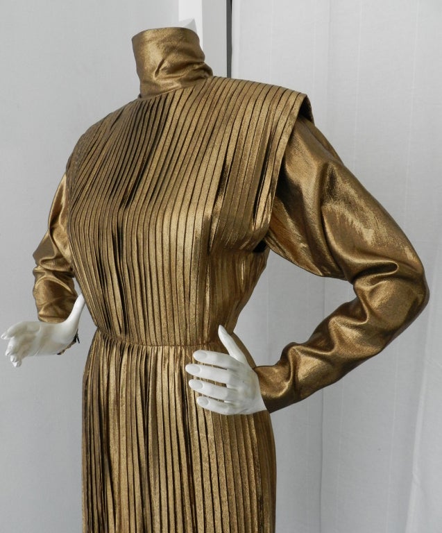 Thierry Mugler 1978 Gold Lame Dress & Pants 4