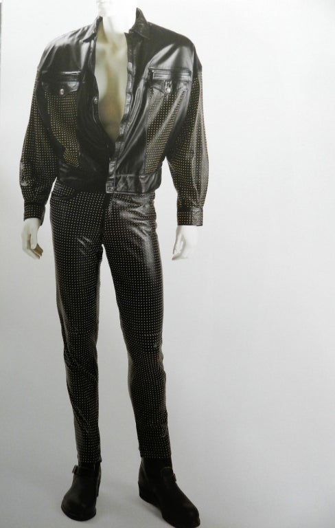 1993 Gianni Versace Studded Men's Leather Jacket 4