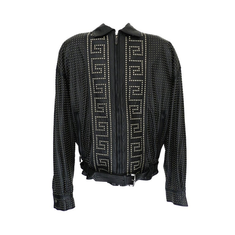 1993 Gianni Versace Studded Men's Leather Jacket