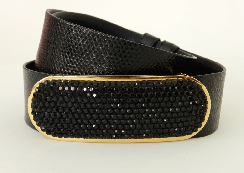 Judith Leiber Karung Lizard Swarovski Belt