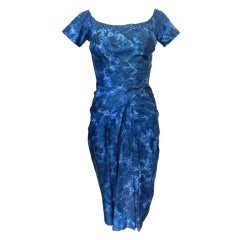 Ceil Chapman Blue Floral Cotton Day Dress