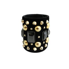 Givenchy Wide Velvet Studded Cuff Bracelet