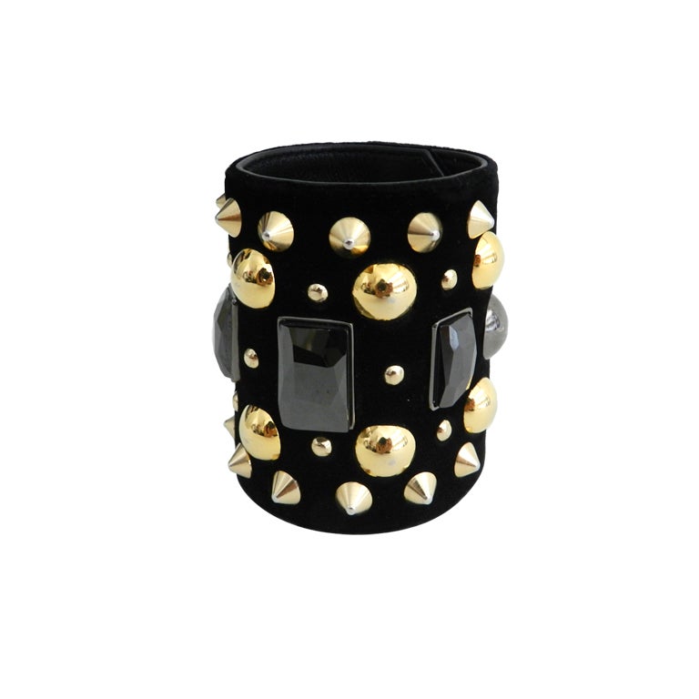 Givenchy Wide Velvet Studded Cuff Bracelet at 1stDibs