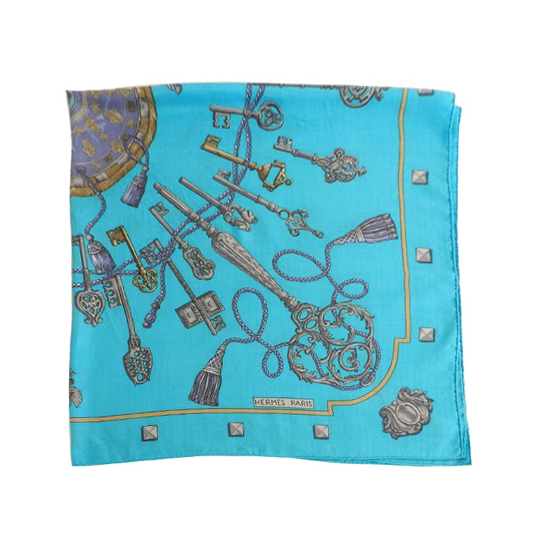 Hermes Turquoise Cashmere Scarf Shawl