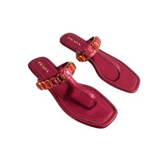 Prada Metallic Fuchsia Jewelled Sandals