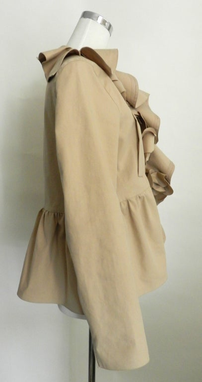 Valentino Beige Ruffle Jacket In Excellent Condition In Toronto, ON