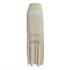 Chloe Vintage Ivory Silk Pleat Skirt with Lace