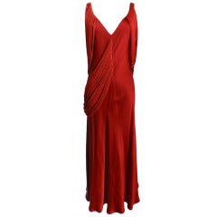Moschino Couture red satin bias dress