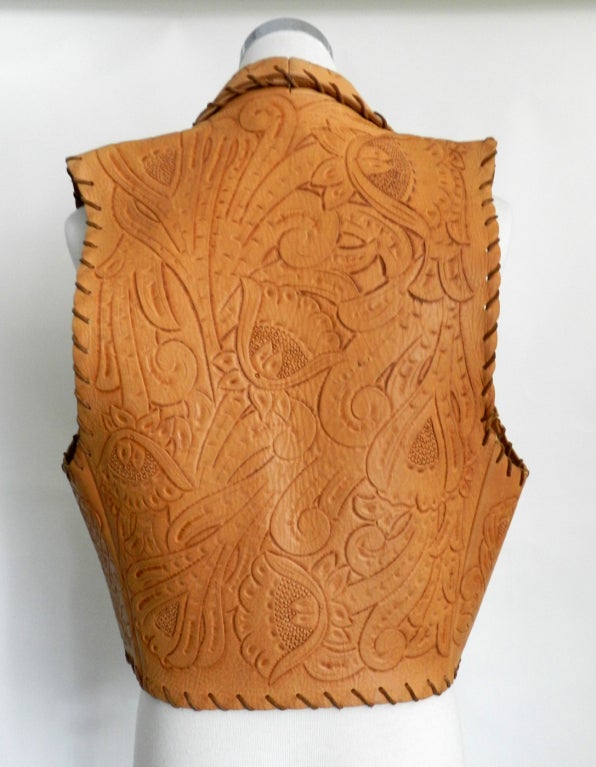 Ralph Lauren Tooled Leather Tan Vest 2