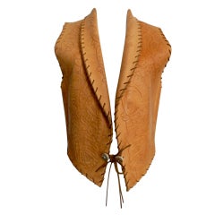 Retro Ralph Lauren Tooled Leather Tan Vest