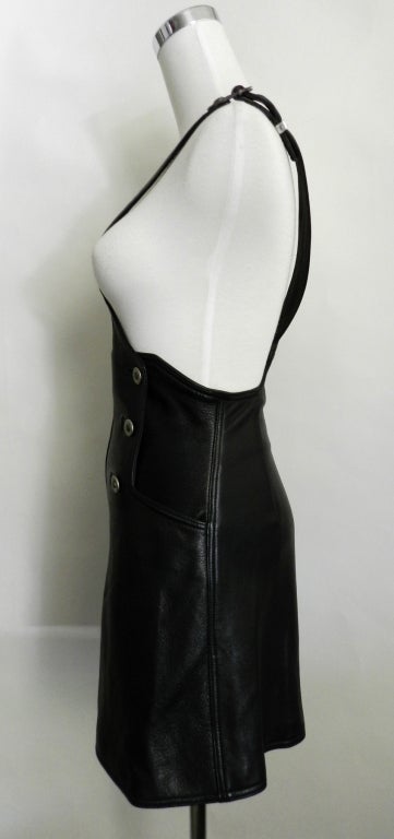 Women's Gianni Versace Black Leather Jumpsuit Dress