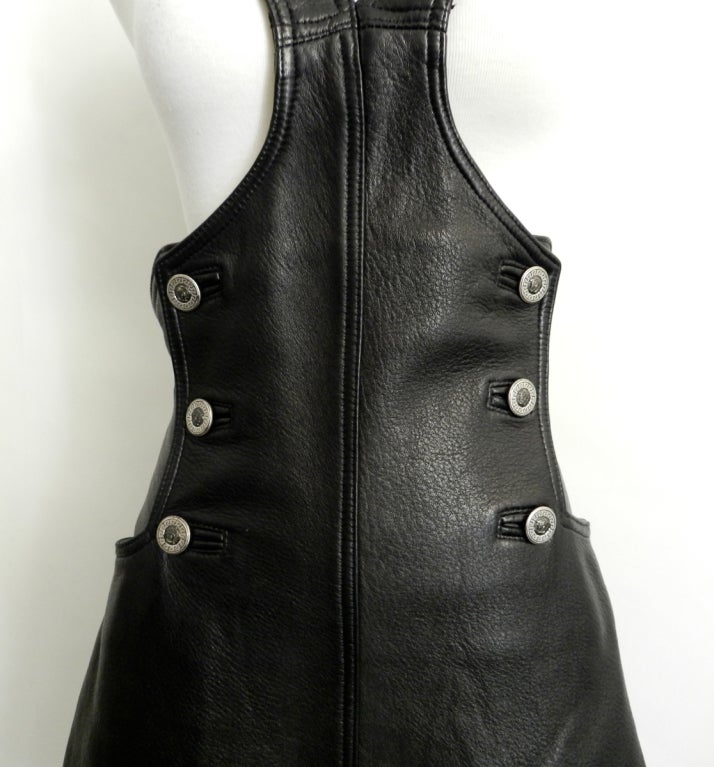 Gianni Versace Black Leather Jumpsuit Dress 2