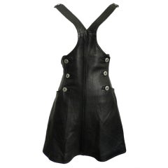 Retro Gianni Versace Black Leather Jumpsuit Dress