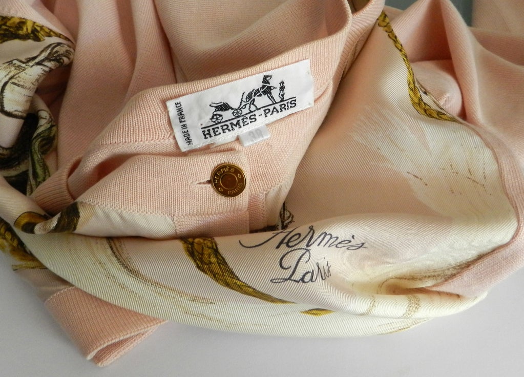 Women's Hermes Pink Silk Cardigan