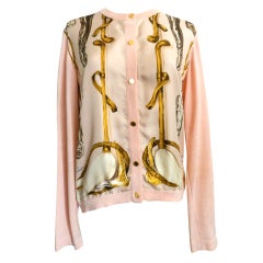 Vintage Hermes Pink Silk Cardigan
