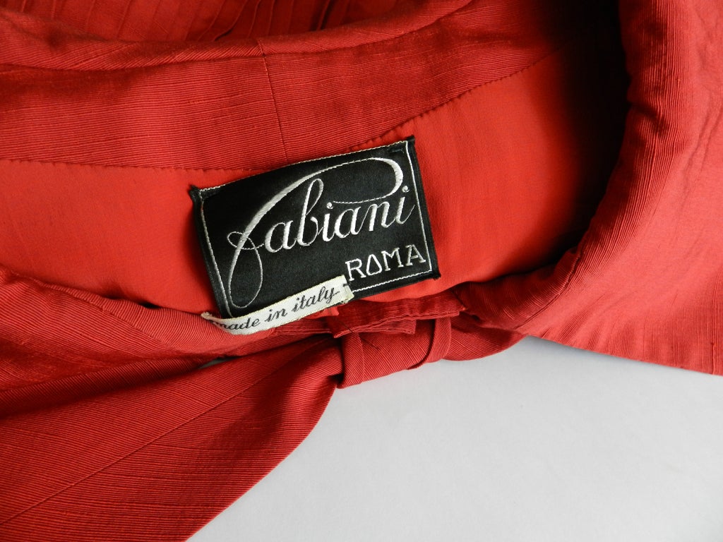 Women's Fabiani 1960's Red Pleated Dinner Coat