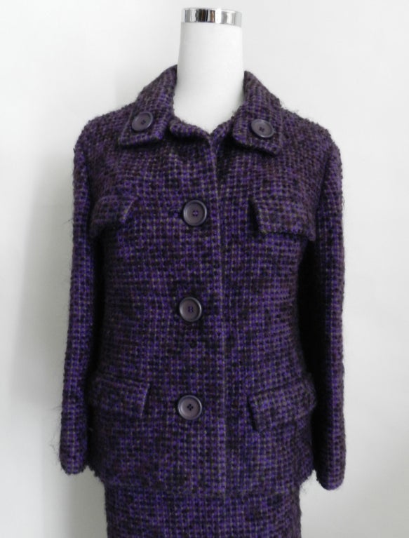 Women's Christian Dior 1960's Purple Tweed Suit & Hat