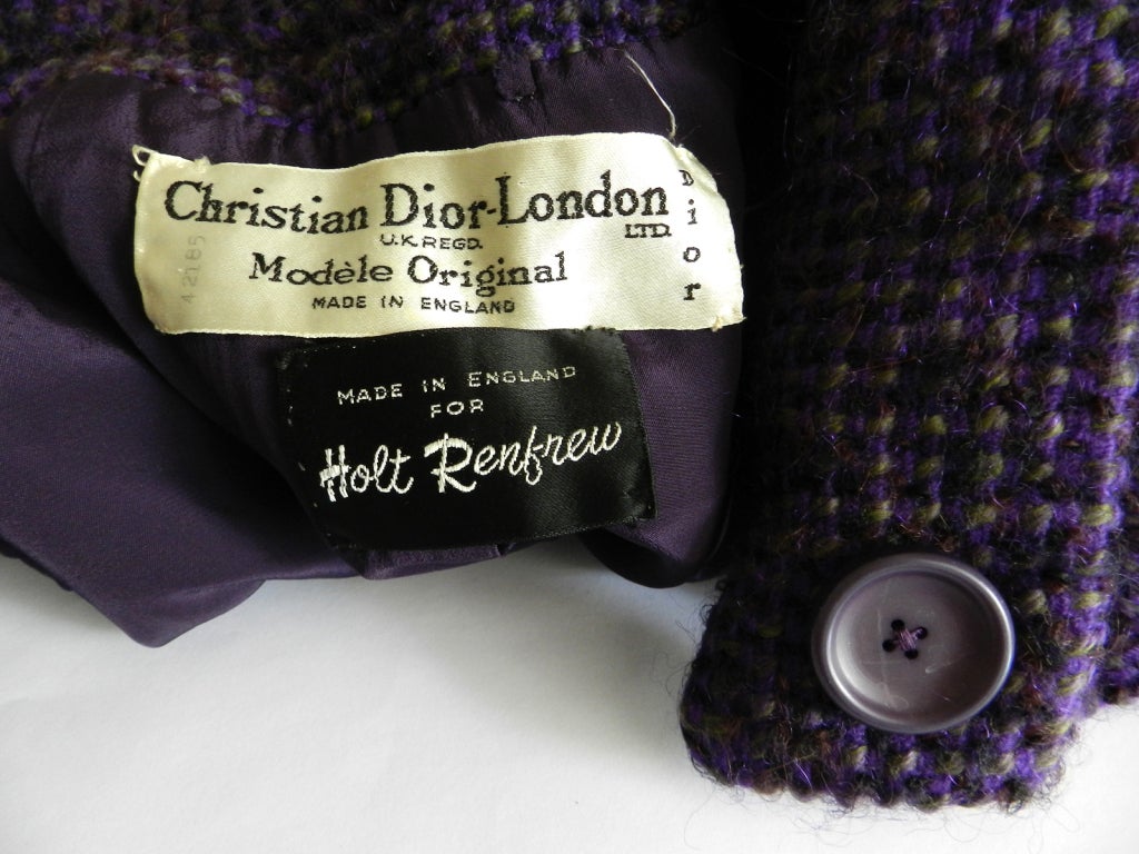 Christian Dior 1960's Purple Tweed Suit & Hat 1