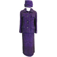 Christian Dior 1960's Purple Tweed Suit & Hat